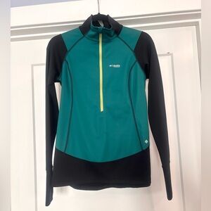 Columbia Titanium Teal & Black Omni-Wick 1/2 Zip Long Sleeve Activewear Top Sz M